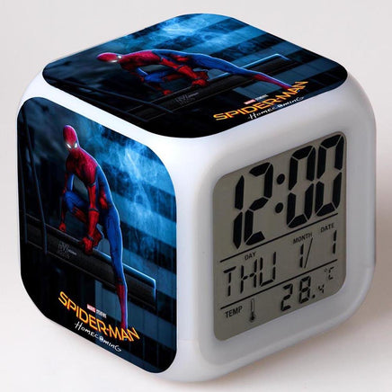 Spiderman Alarm Clock For Kids Changing Spider Man 7 Colors LED Alarm Clock Lovely Wake Up - Lusy Store