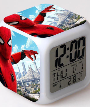 Spiderman Alarm Clock For Kids Changing Spider Man 7 Colors LED Alarm Clock Lovely Wake Up R101 - Lusy Store