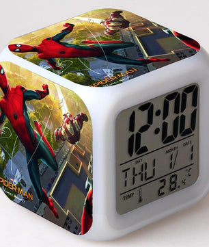 Spiderman Alarm Clock For Kids Changing Spider Man 7 Colors LED Alarm Clock Lovely Wake Up R101 - Lusy Store