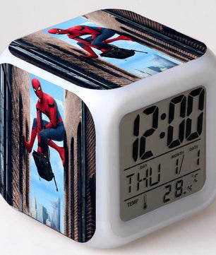 Spiderman Alarm Clock For Kids Changing Spider Man 7 Colors LED Alarm Clock Lovely Wake Up R101 - Lusy Store