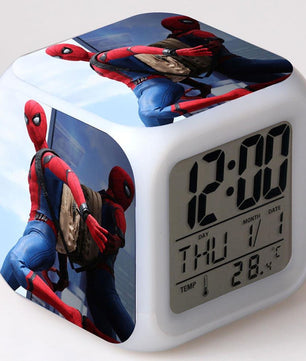 Spiderman Alarm Clock For Kids Changing Spider Man 7 Colors LED Alarm Clock Lovely Wake Up R101 - Lusy Store