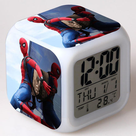 Spiderman Alarm Clock For Kids Changing Spider Man 7 Colors LED Alarm Clock Lovely Wake Up R101 - Lusy Store