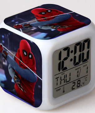 Spiderman Alarm Clock For Kids Changing Spider Man 7 Colors LED Alarm Clock Lovely Wake Up R101 - Lusy Store