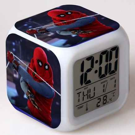 Spiderman Alarm Clock For Kids Changing Spider Man 7 Colors LED Alarm Clock Lovely Wake Up R101 - Lusy Store