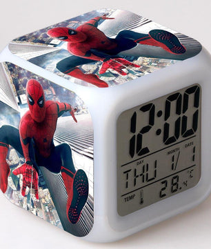 Spiderman Alarm Clock For Kids Changing Spider Man 7 Colors LED Alarm Clock Lovely Wake Up R101 - Lusy Store