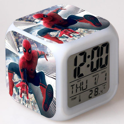 Spiderman Alarm Clock For Kids Changing Spider Man 7 Colors LED Alarm Clock Lovely Wake Up R101 - Lusy Store