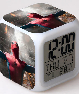 Spiderman Alarm Clock For Kids Changing Spider Man 7 Colors LED Alarm Clock Lovely Wake Up R101 - Lusy Store