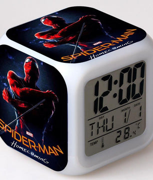 Spiderman Alarm Clock For Kids Changing Spider Man 7 Colors LED Alarm Clock Lovely Wake Up R101 - Lusy Store
