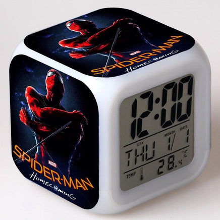 Spiderman Alarm Clock For Kids Changing Spider Man 7 Colors LED Alarm Clock Lovely Wake Up R101 - Lusy Store