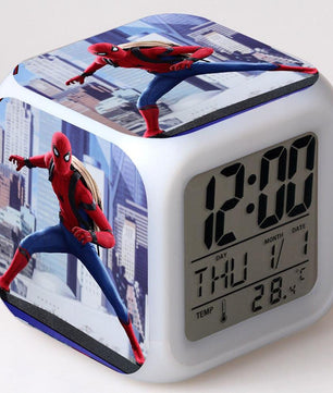 Spiderman Alarm Clock For Kids Changing Spider Man 7 Colors LED Alarm Clock Lovely Wake Up R101 - Lusy Store