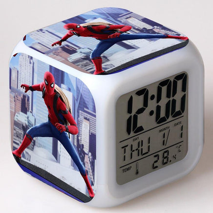 Spiderman Alarm Clock For Kids Changing Spider Man 7 Colors LED Alarm Clock Lovely Wake Up R101 - Lusy Store