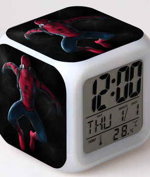 Spiderman Alarm Clock For Kids Changing Spider Man 7 Colors LED Alarm Clock Lovely Wake Up R102 - Lusy Store