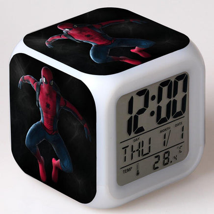 Spiderman Alarm Clock For Kids Changing Spider Man 7 Colors LED Alarm Clock Lovely Wake Up R102 - Lusy Store