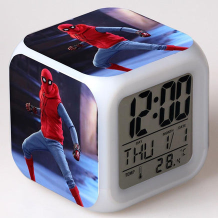 Spiderman Alarm Clock For Kids Changing Spider Man 7 Colors LED Alarm Clock Lovely Wake Up R102 - Lusy Store