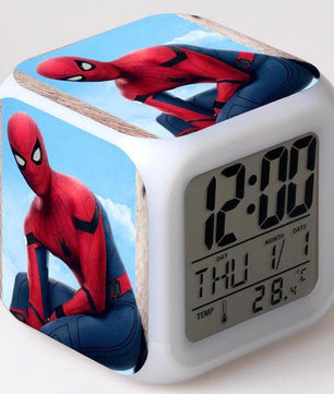 Spiderman Alarm Clock For Kids Changing Spider Man 7 Colors LED Alarm Clock Lovely Wake Up R102 - Lusy Store