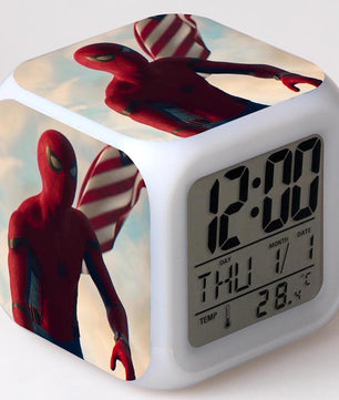 Spiderman Alarm Clock For Kids Changing Spider Man 7 Colors LED Alarm Clock Lovely Wake Up R102 - Lusy Store