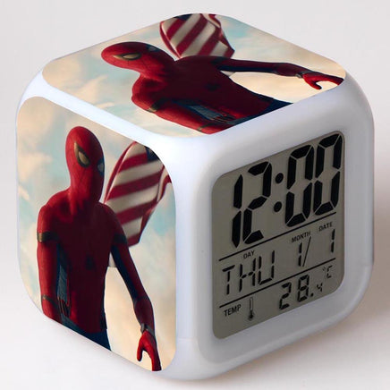 Spiderman Alarm Clock For Kids Changing Spider Man 7 Colors LED Alarm Clock Lovely Wake Up R102 - Lusy Store