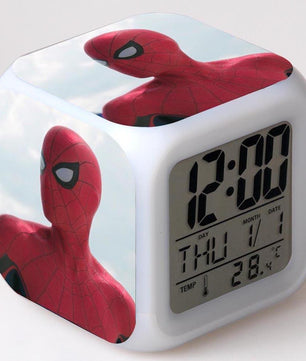 Spiderman Alarm Clock For Kids Changing Spider Man 7 Colors LED Alarm Clock Lovely Wake Up R102 - Lusy Store