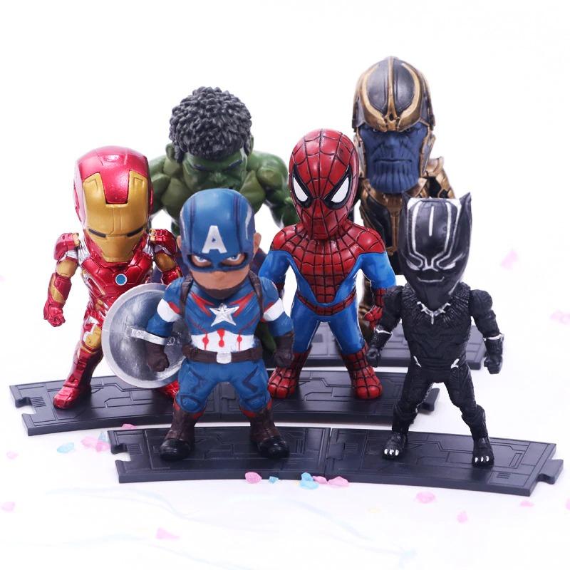 Spiderman Toys Marvel Avengers 6pcs/set Thanos Iron man Spiderman Captain American Hulk Black Panther - Lusy Store