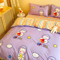 Spring Bedding Set Bed Linens Kids Bedroom Sets D615 Purple Bear