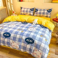 Spring Bedding Set Bed Linens Kids Bedroom Sets D615 Blue Plaid