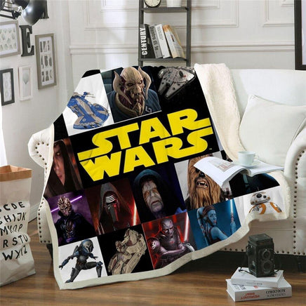 Star Wars Sherpa Blanket 3D Printed Travel Outlet Velvet Plush Throw Fleece Blanket Bedspread 60x80 inch Black Yellow