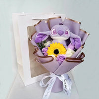 Stitch Bouquet Plush Doll Toys With Soap Rose Anime Home Decoration - Lusy Store LLC