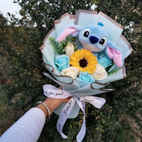 Stitch Bouquet Plush Doll Toys With Soap Rose Anime Home Decoration - Lusy Store LLC