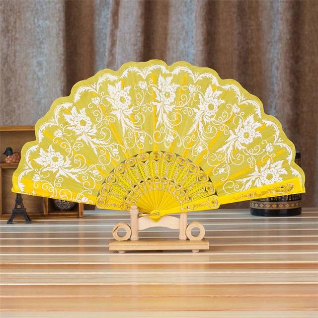 Style Dance Wedding Party Lace Silk Folding Hand Held Flower Fan - Lusy Store