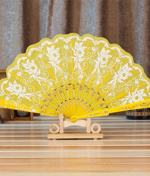Style Dance Wedding Party Lace Silk Folding Hand Held Flower Fan - Lusy Store