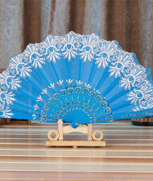 Style Dance Wedding Party Lace Silk Folding Hand Held Flower Fan - Lusy Store
