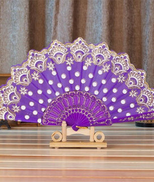 Style Dance Wedding Party Lace Silk Folding Hand Held Flower Fan - Lusy Store