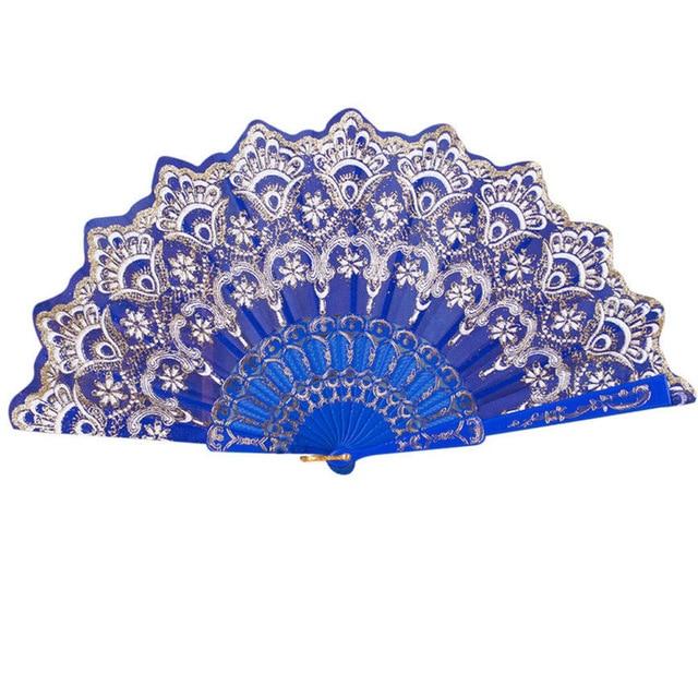 Style Dance Wedding Party Lace Silk Folding Hand Held Flower Fan - Lusy Store