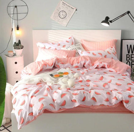 Summer Bedding Sets Geometric Flat Sheet Duvet Cover Kids Bedding Sets Twin/Full/Queen/King/Supper King Size Orange