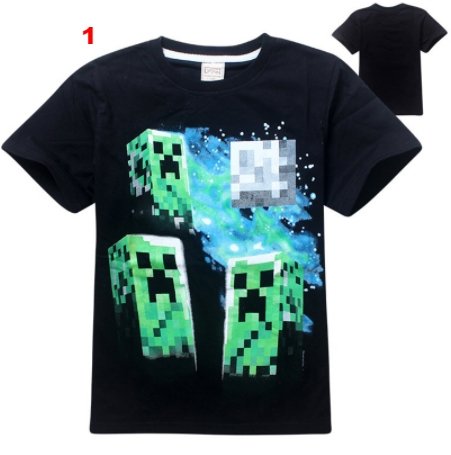 Summer Black Blue Cotton T-Shirt Minecraft Halloween - Lusy Store