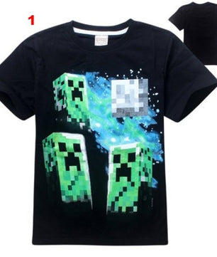 Summer Black Blue Cotton T-Shirt Minecraft Halloween - Lusy Store