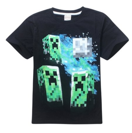 Summer Black Blue Cotton T-Shirt Minecraft Halloween - Lusy Store