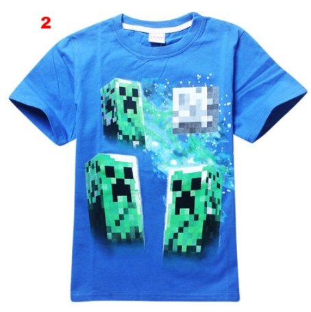 Summer Black Blue Cotton T-Shirt Minecraft Halloween - Lusy Store
