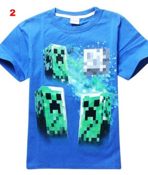 Summer Black Blue Cotton T-Shirt Minecraft Halloween - Lusy Store
