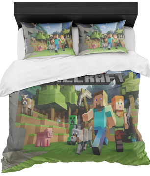 Minecraft bedding set sky blue kids bedding sets - Lusy Store