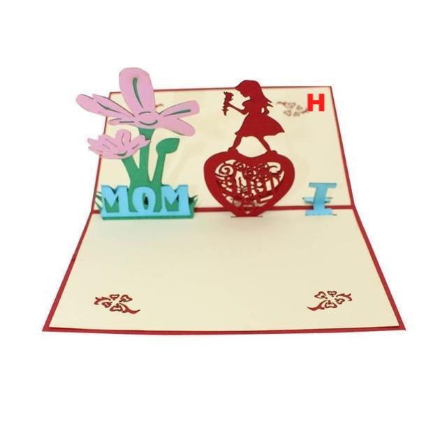Thank You Cards Postcard with Envelopes 3D pop up Paper Laser Cut Birthday greeting card Valentines Day gift - Lusy Store
