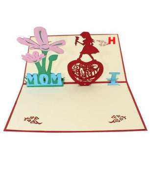 Thank You Cards Postcard with Envelopes 3D pop up Paper Laser Cut Birthday greeting card Valentines Day gift - Lusy Store