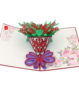 Thank You Cards Postcard with Envelopes 3D pop up Paper Laser Cut Birthday greeting card Valentines Day gift - Lusy Store