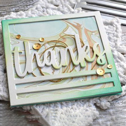 Thanks Frame Square Metal Cutting Dies Christmas - Lusy Store