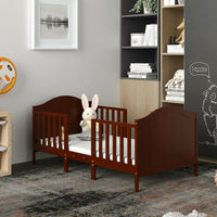 Toddler Bed 2-in-1 Convertible Wooden Bedroom Furniture Guardrails F371 - Lusy Store