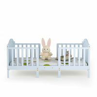 Toddler Bed 2-in-1 Convertible Wooden Bedroom Furniture Guardrails F371 - Lusy Store