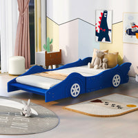 Toddler Bed Football Design Twin Size Faux Leather Upholstered Platform Bed Frame F373 - Lusy Store