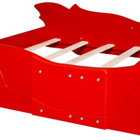 Toddler Bed Football Design Twin Size Faux Leather Upholstered Platform Bed Frame F373 - Lusy Store