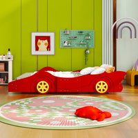 Toddler Bed Football Design Twin Size Faux Leather Upholstered Platform Bed Frame F373 - Lusy Store