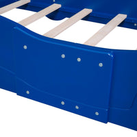 Toddler Bed Football Design Twin Size Faux Leather Upholstered Platform Bed Frame F373 - Lusy Store